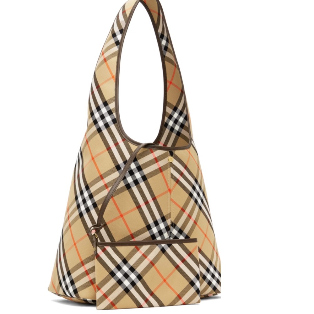 BURBERRY Beige Large Check Shoulder Bag - Picture 2 of 10